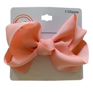 2/$12 NWT Wonder Nation Grosgrain Hairbow Clip Light Orange Peach Girls 4”x3”